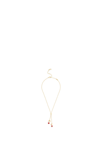 37571282GLD-Cherry Slidpendant Necklace-Red/Gold