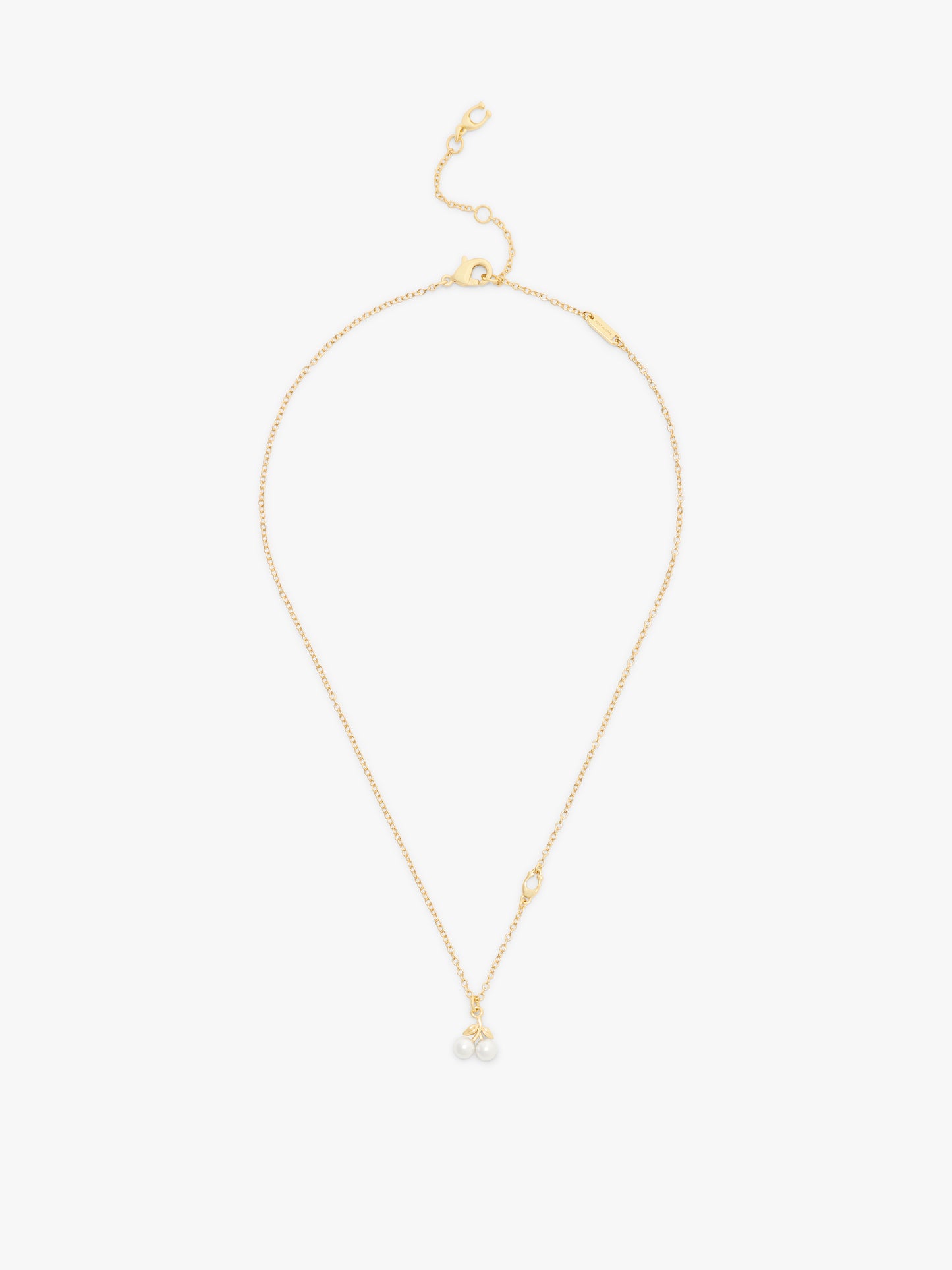 37571284GLD-Pearl Cherry Short Pendant Necklace-Pearl/Gold