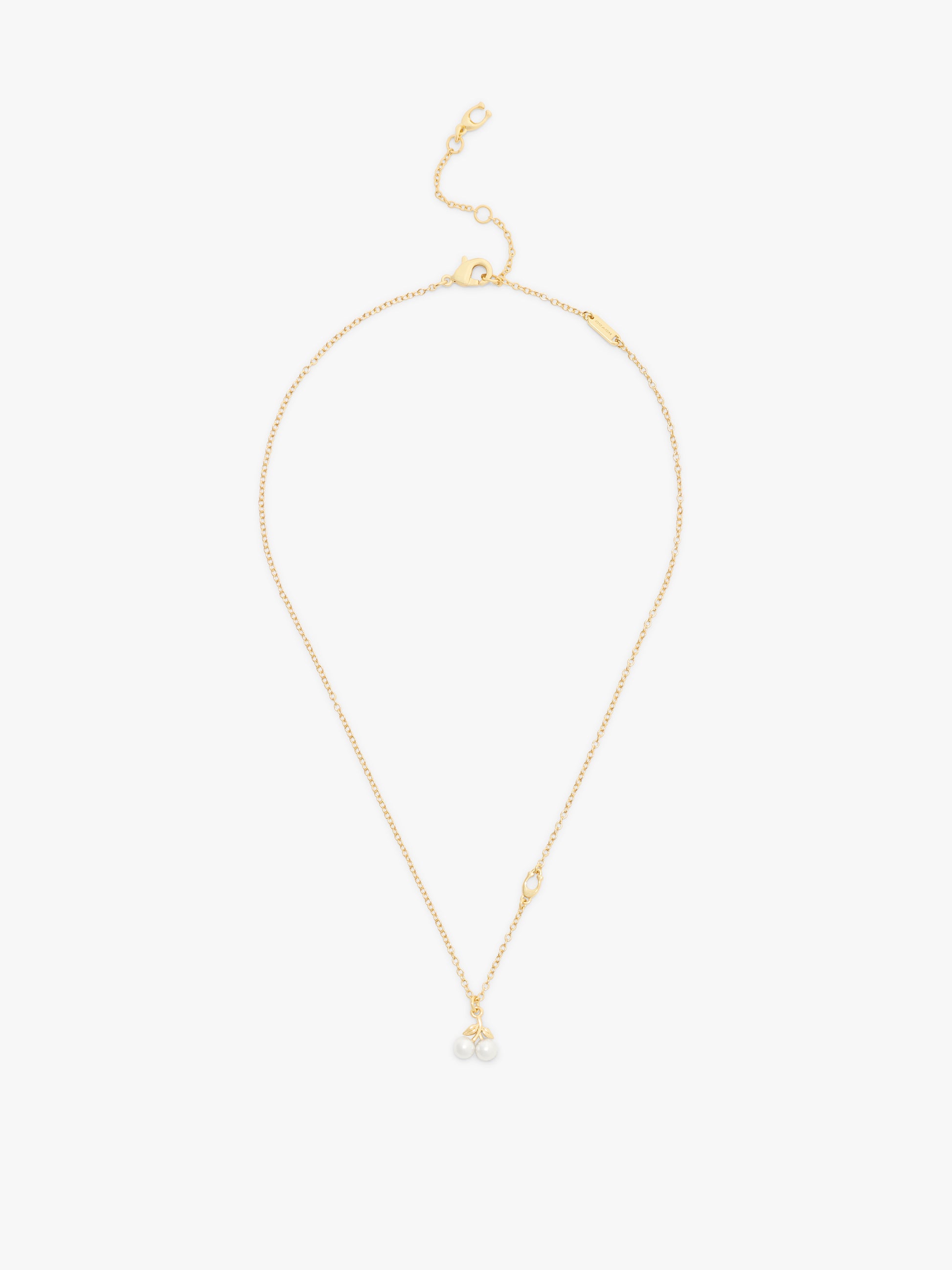 37571284GLD-Pearl Cherry Short Pendant Necklace-Pearl/Gold