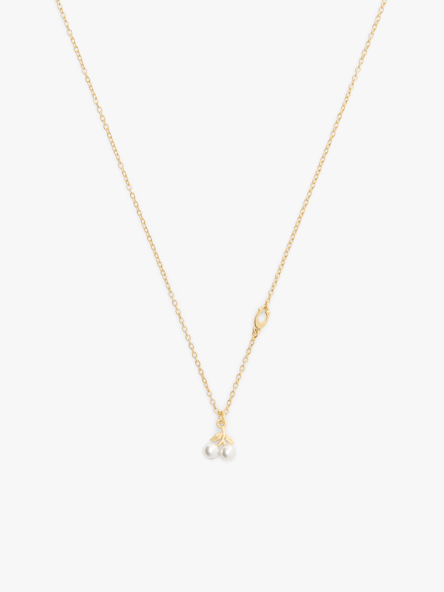 37571284GLD-Pearl Cherry Short Pendant Necklace-Pearl/Gold