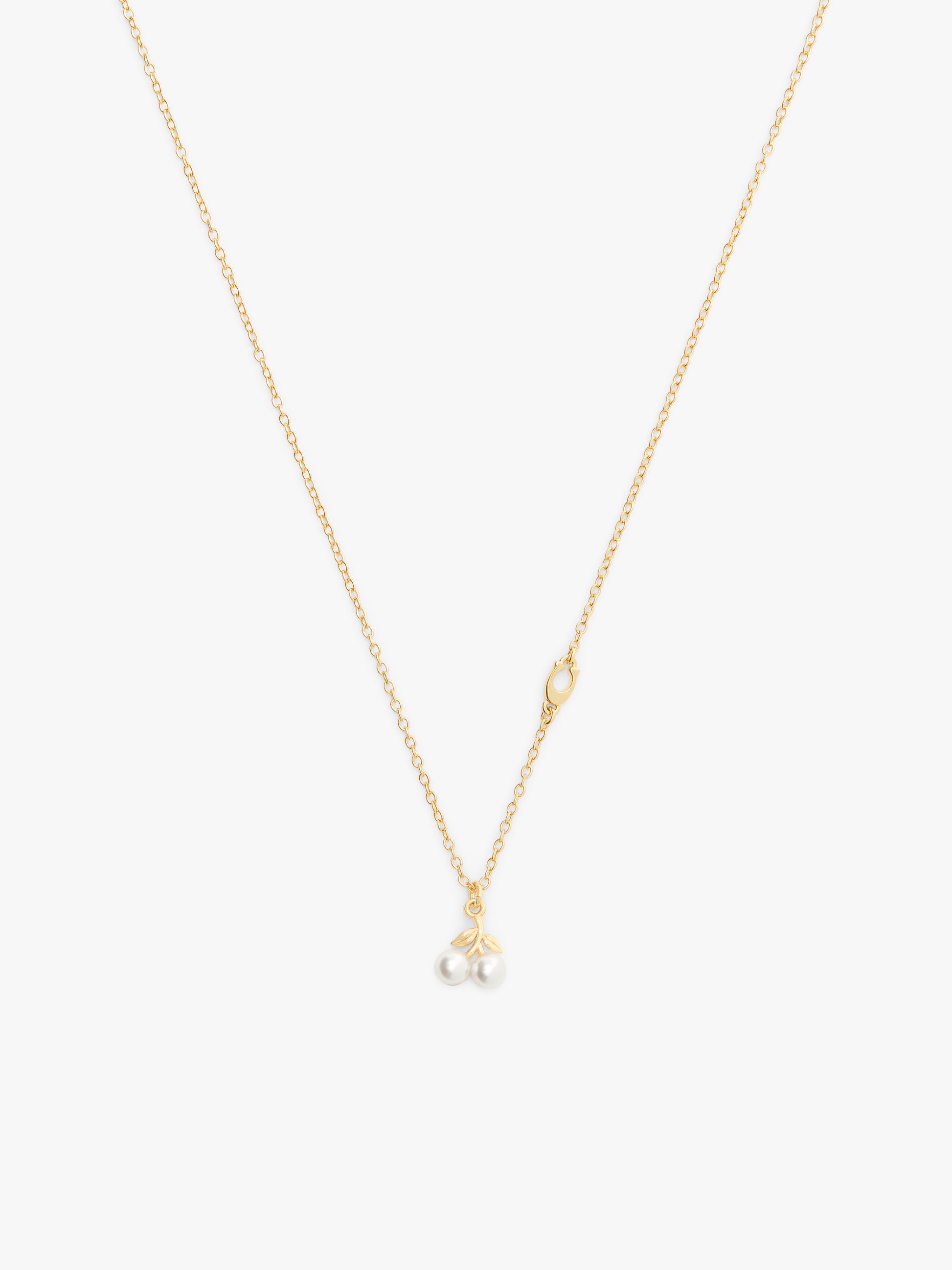 37571284GLD-Pearl Cherry Short Pendant Necklace-Pearl/Gold