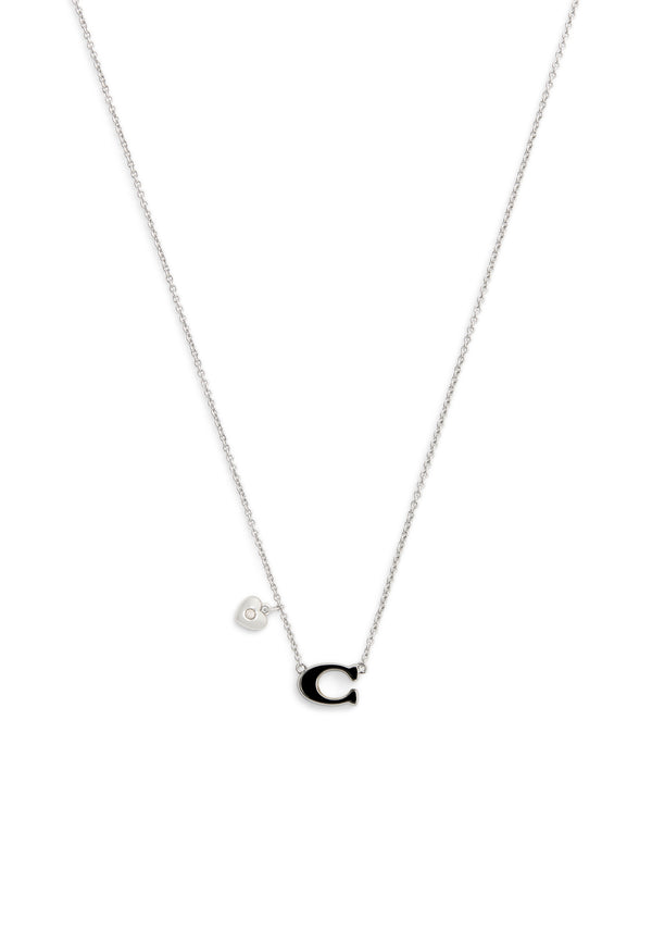 Enamel C Heart Short Pendant Necklace