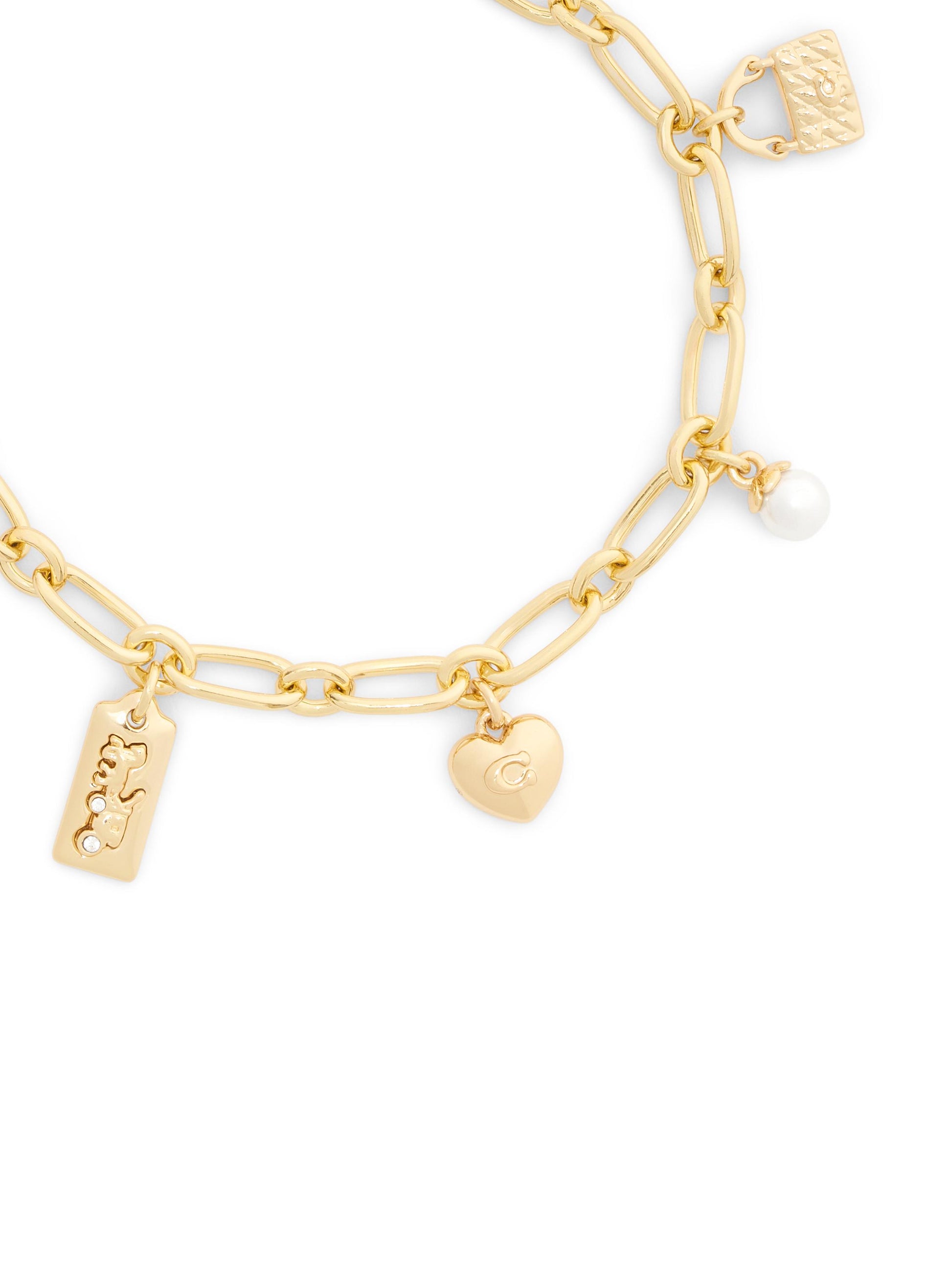37571289GLD-Enamel Cherry Mixed Charm Bracelet-Red/Gold