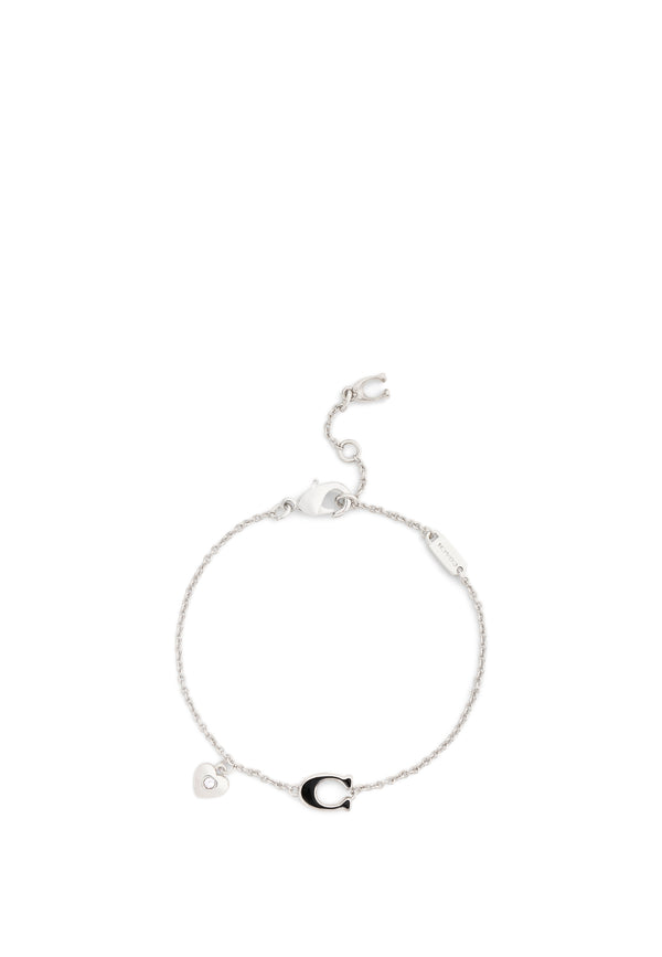 Enamel C Heart Charm Flex Bracelet