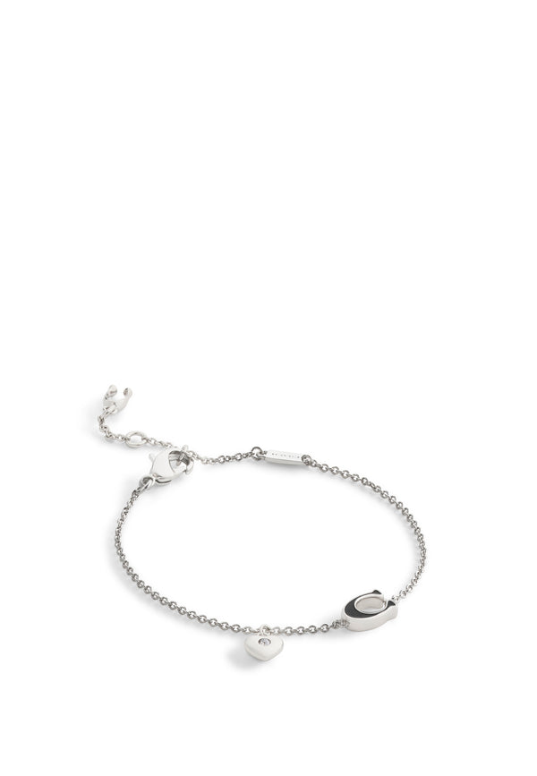 Enamel C Heart Charm Flex Bracelet