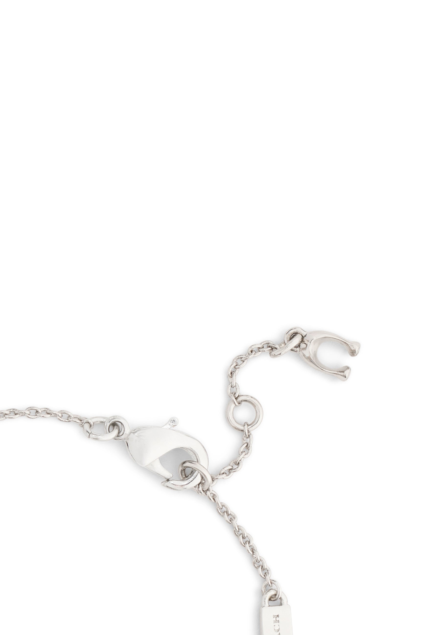 37571290RHO-Enamel C Heart Charm Flex Bracelet-Black/Rhodium
