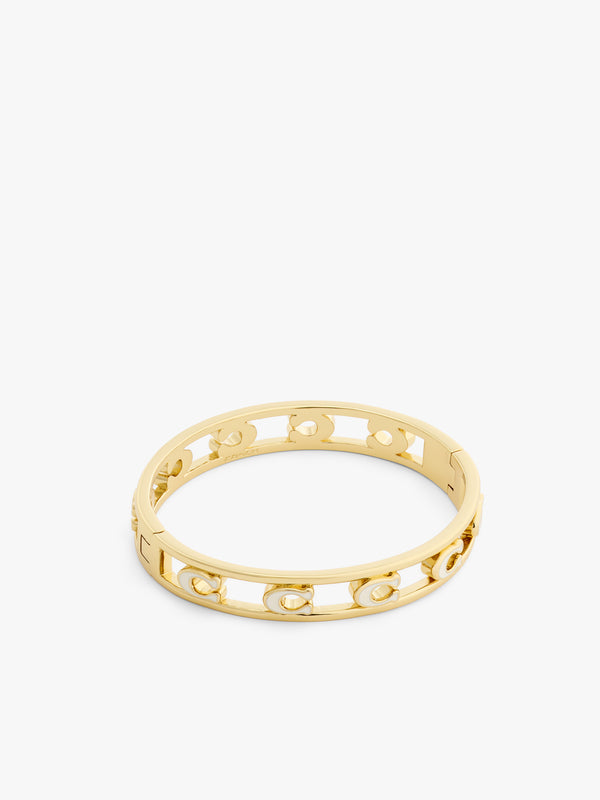 Open Enamel C Hinged Bangle Bracelet