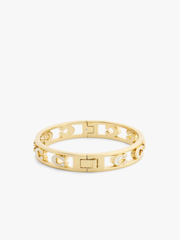 Open Enamel C Hinged Bangle Bracelet