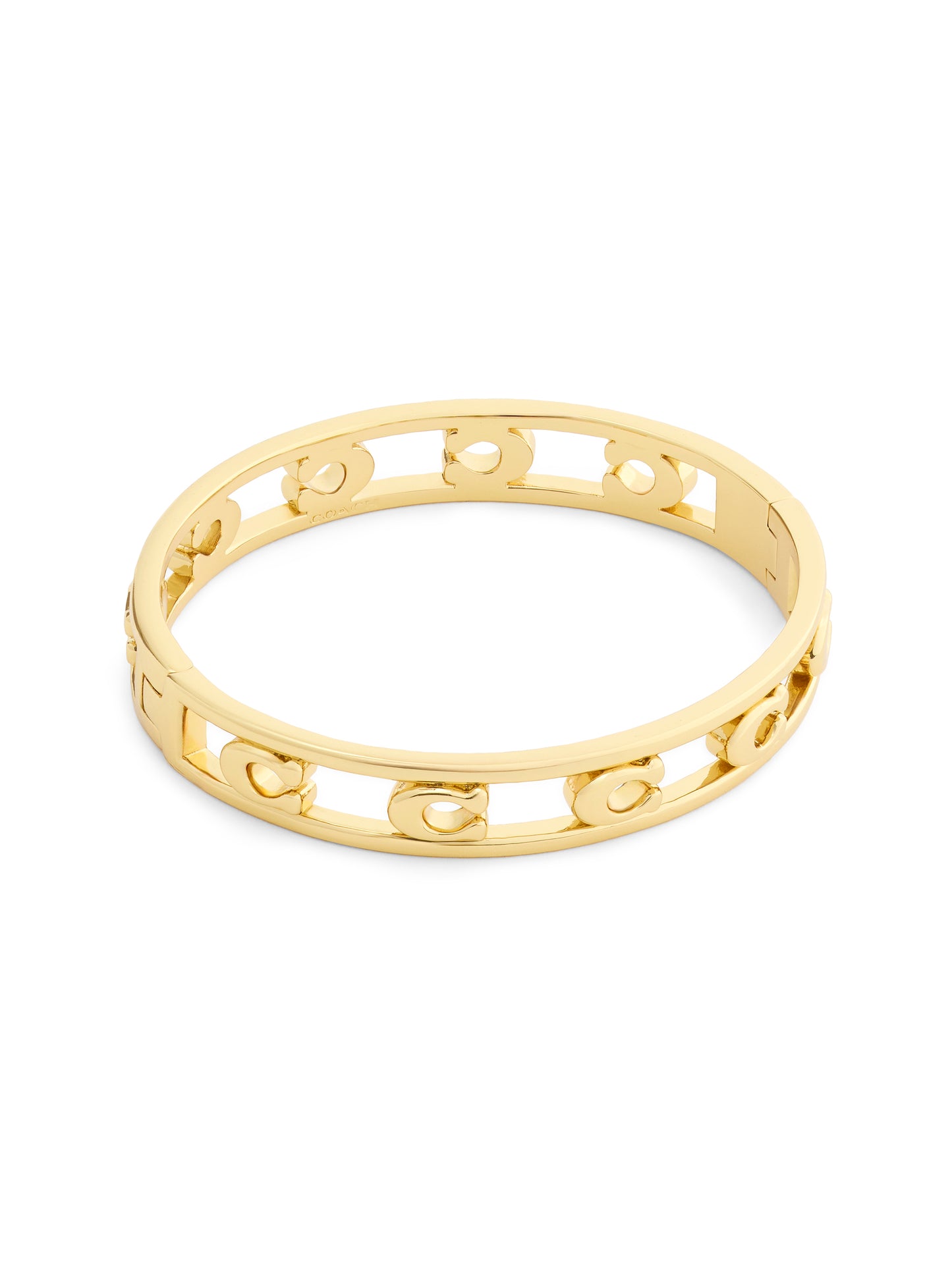 37571292GLD-Open C Hinged Bangle Bracelet-Shiny Gold