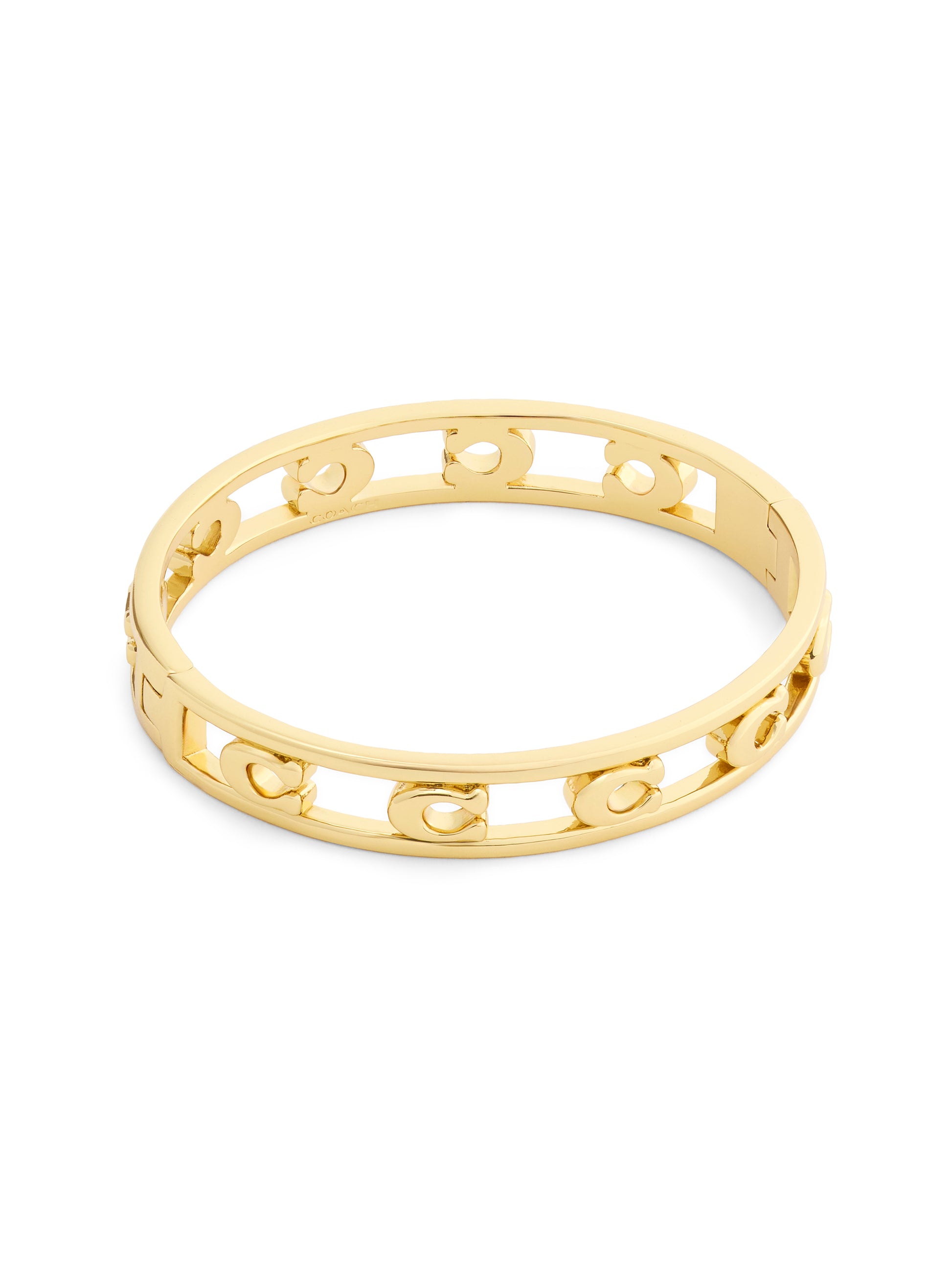 37571292GLD-Open C Hinged Bangle Bracelet-Shiny Gold