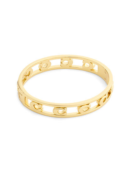 37571292GLD-Open C Hinged Bangle Bracelet-Shiny Gold