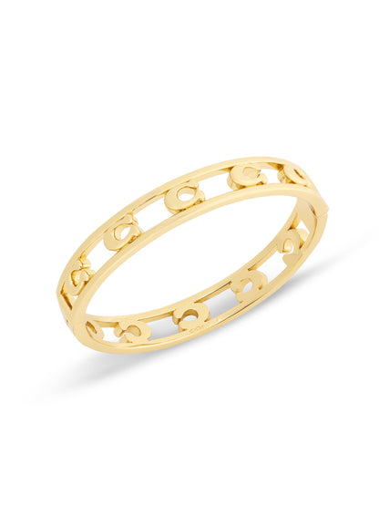 37571292GLD-Open C Hinged Bangle Bracelet-Shiny Gold