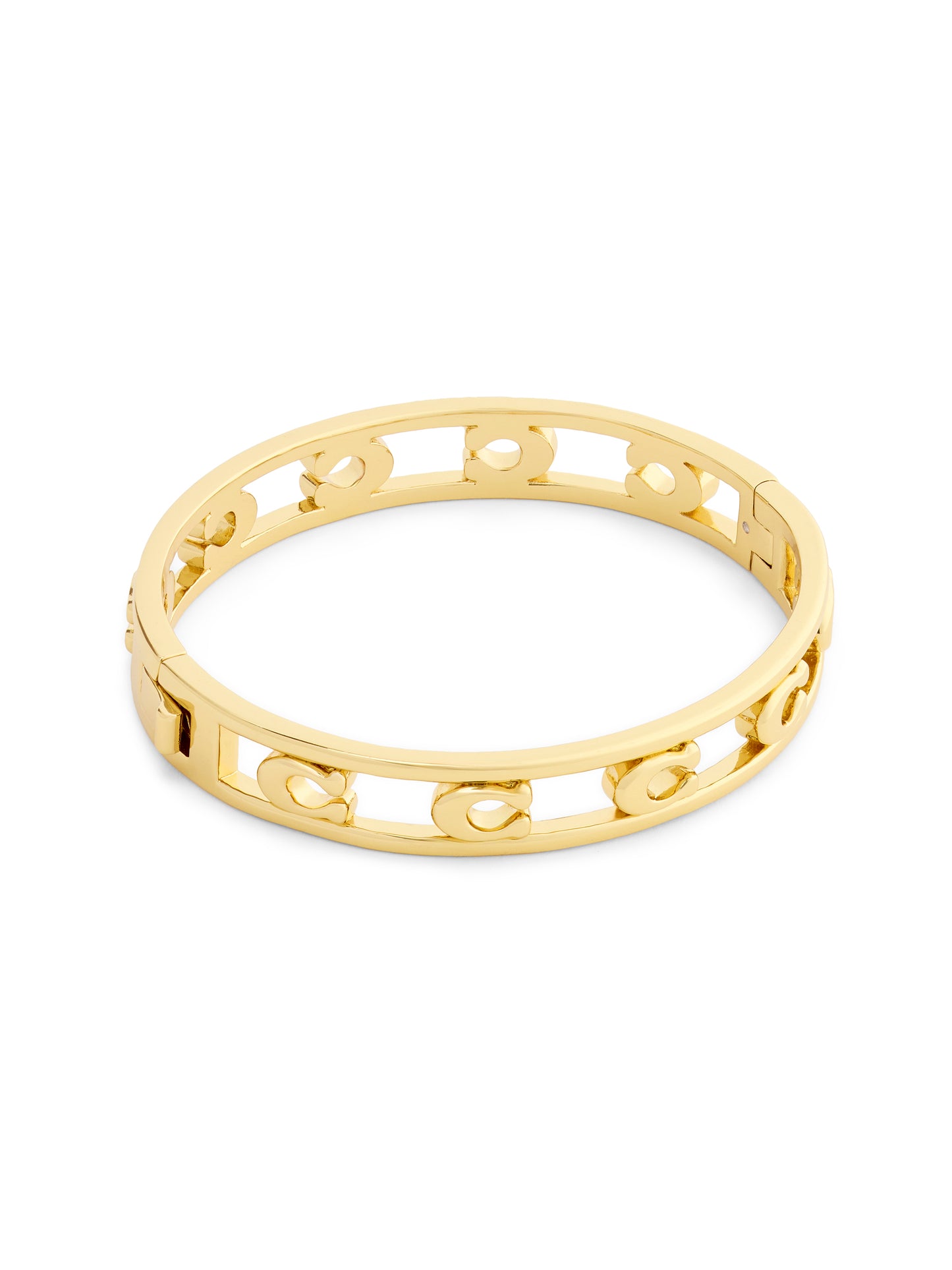 37571292GLD-Open C Hinged Bangle Bracelet-Shiny Gold
