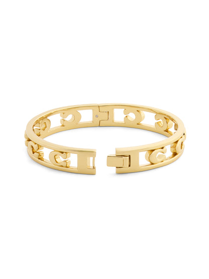 37571292GLD-Open C Hinged Bangle Bracelet-Shiny Gold