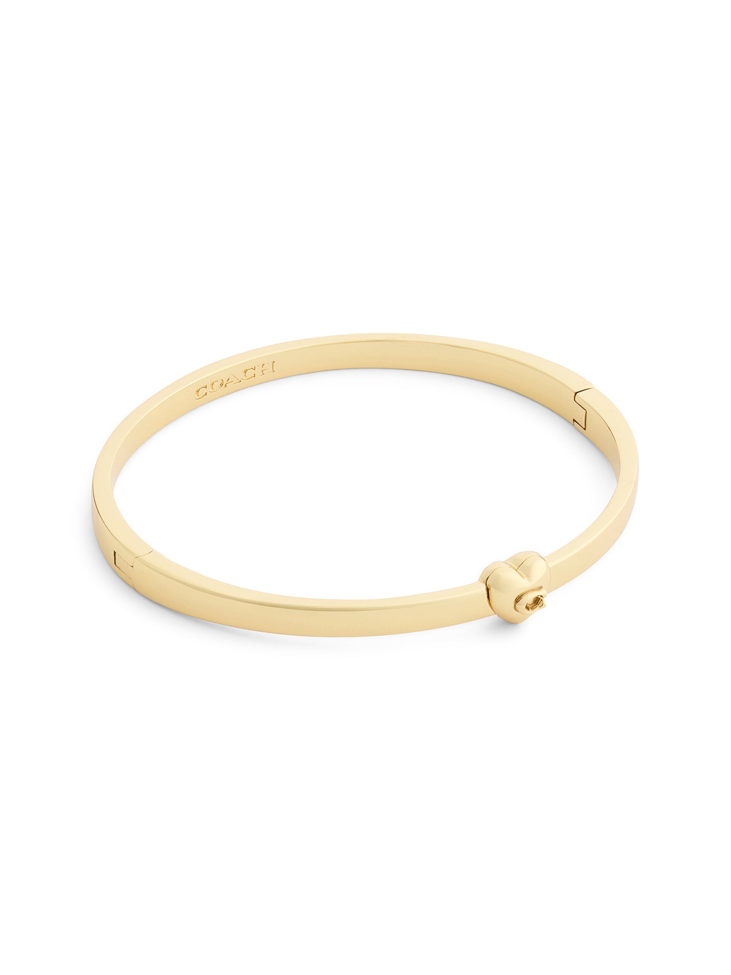 37571298GLD-Heart Thin Hinged Bangle Boxed Bracelet-Shiny Gold