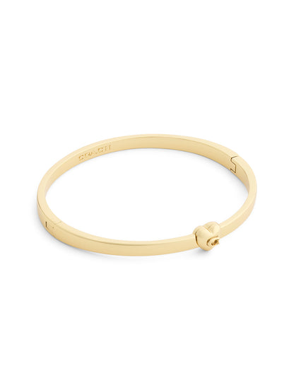 37571298GLD-Heart Thin Hinged Bangle Boxed Bracelet-Shiny Gold