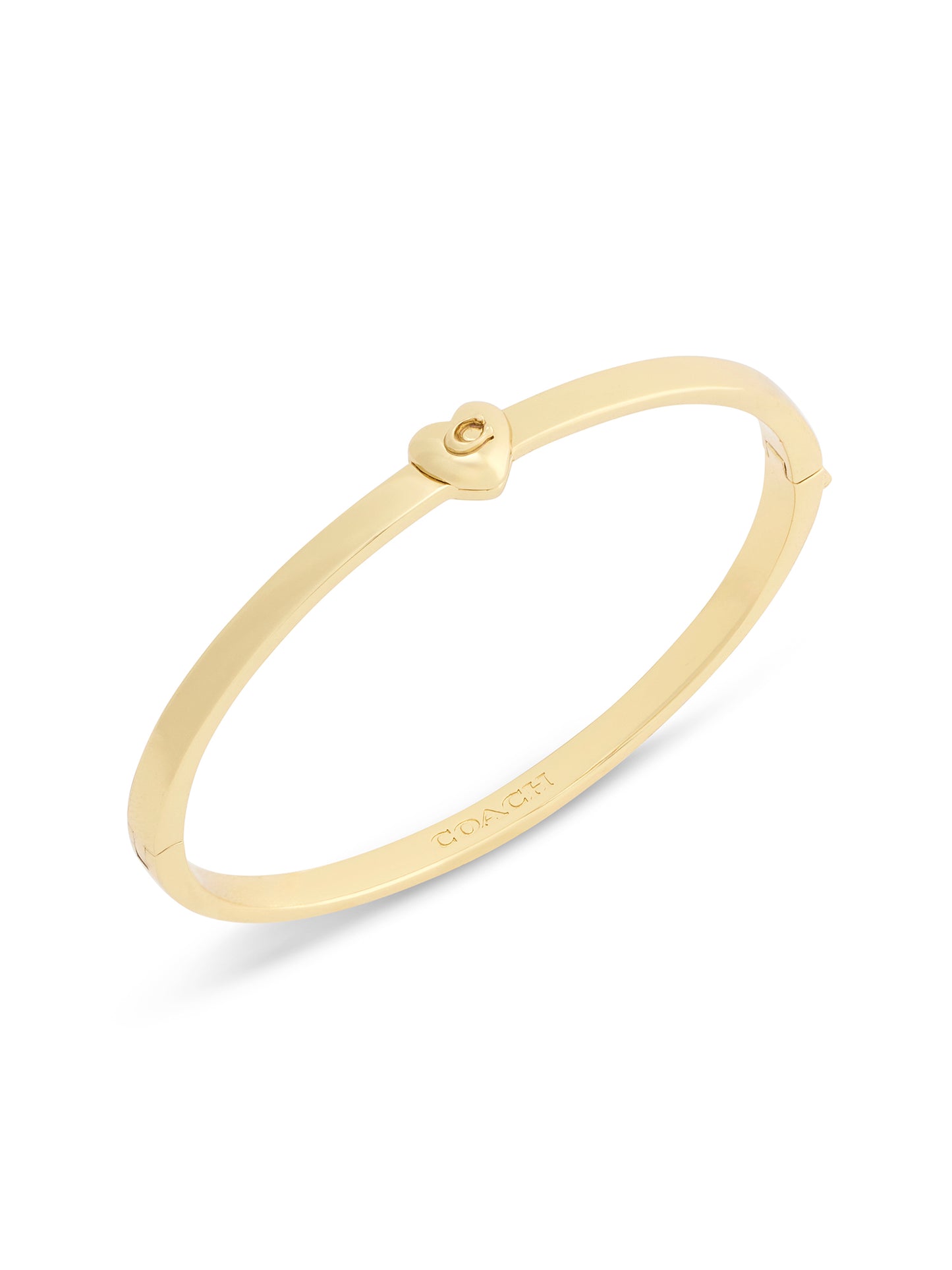 37571298GLD-Heart Thin Hinged Bangle Boxed Bracelet-Shiny Gold