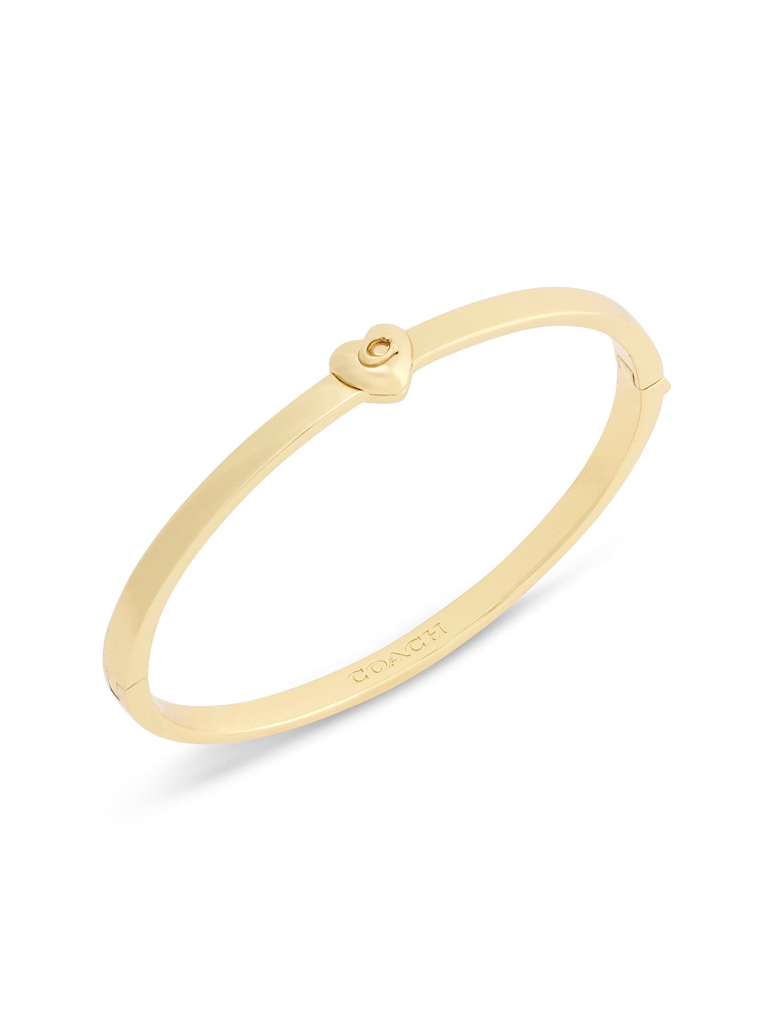 37571298GLD-Heart Thin Hinged Bangle Boxed Bracelet-Shiny Gold