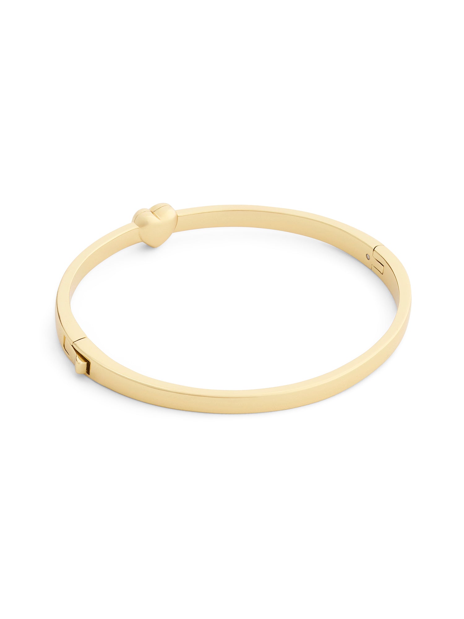 37571298GLD-Heart Thin Hinged Bangle Boxed Bracelet-Shiny Gold