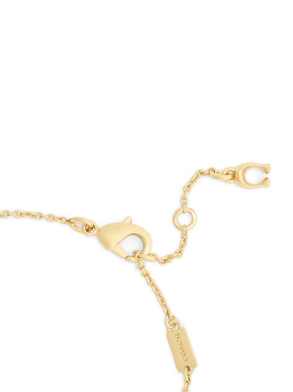 37571529GLD-Enamel C Tearose Charm Flex Bracelet-White/Gold