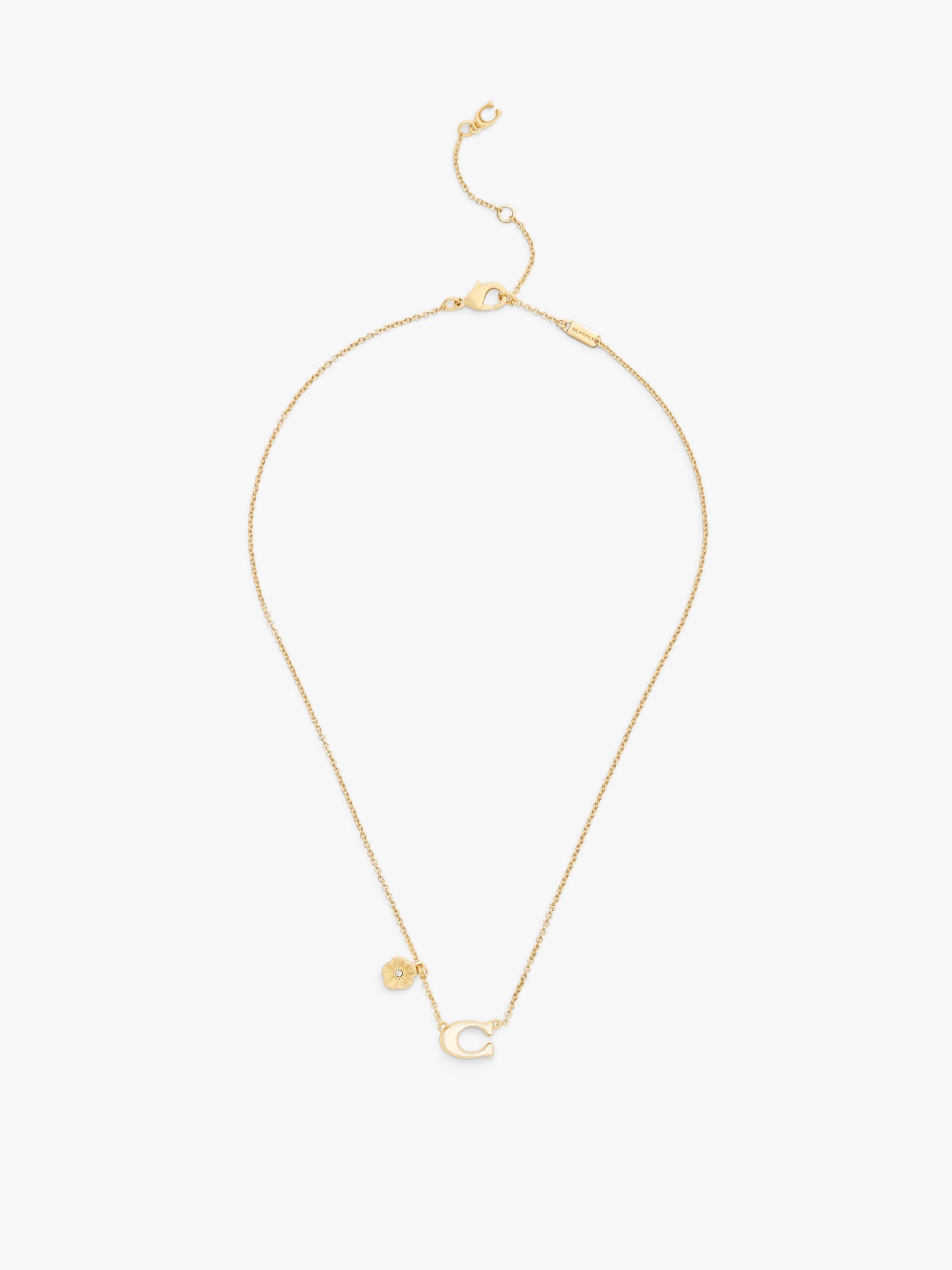 37571532GLD-Enamel C Tearose Short Pendant Necklace-White/Gold