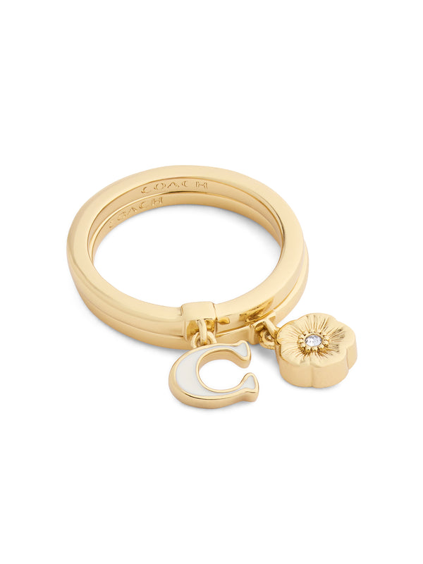 Enamel C Tearose Ring Set
