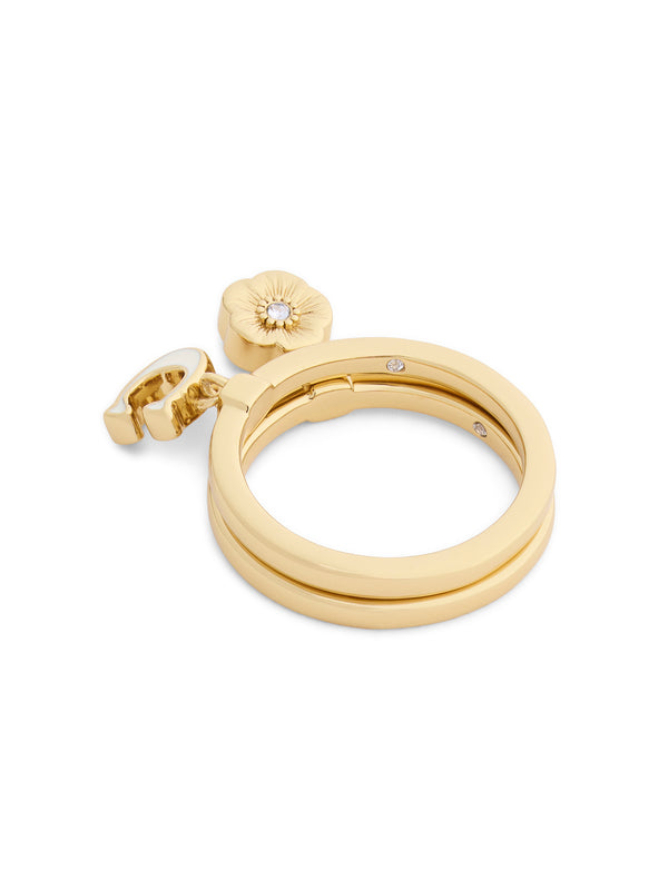 Enamel C Tearose Ring Set
