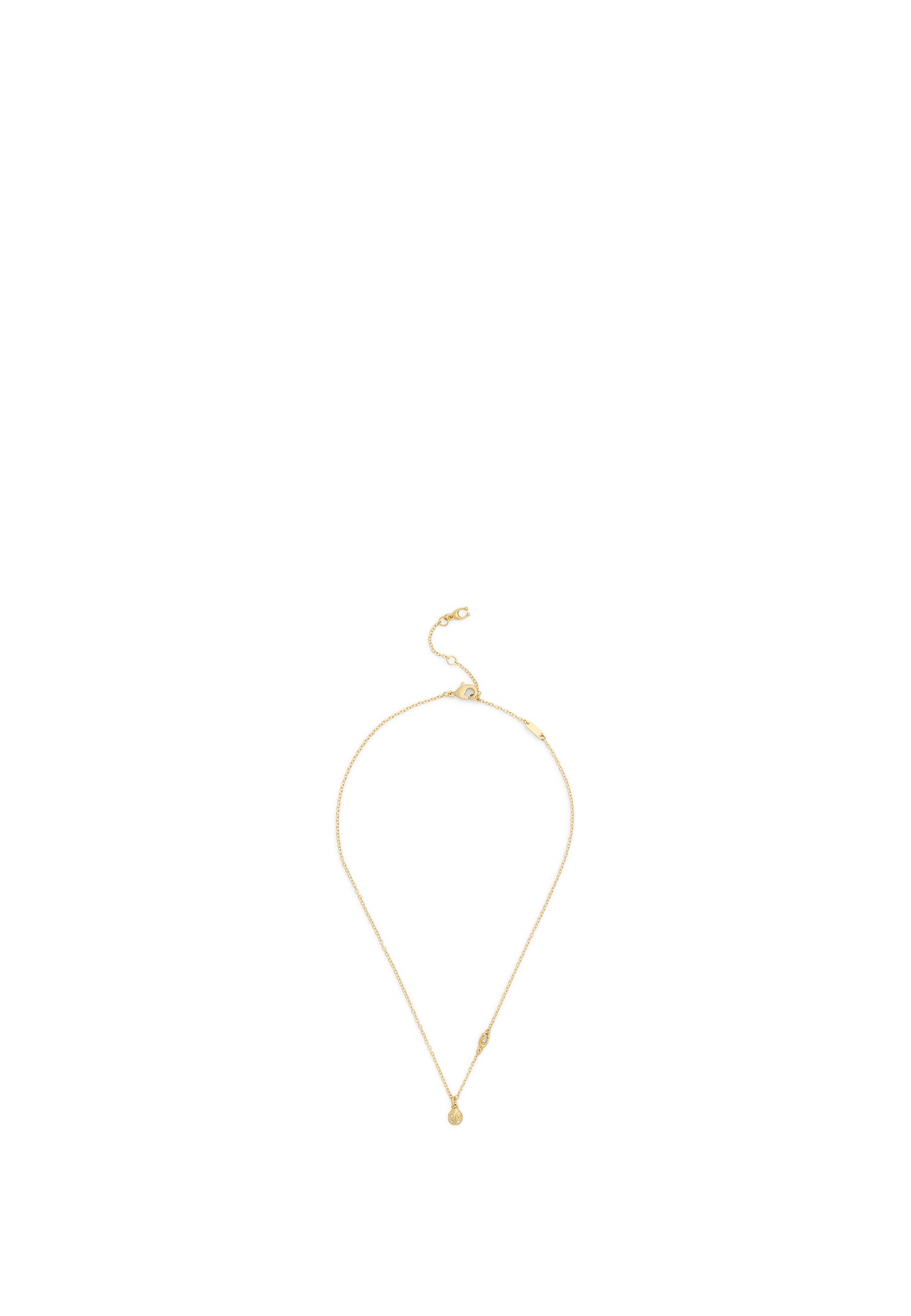 37572248GLD-Mini Ladybug Short Pendant Necklace-Shiny Gold