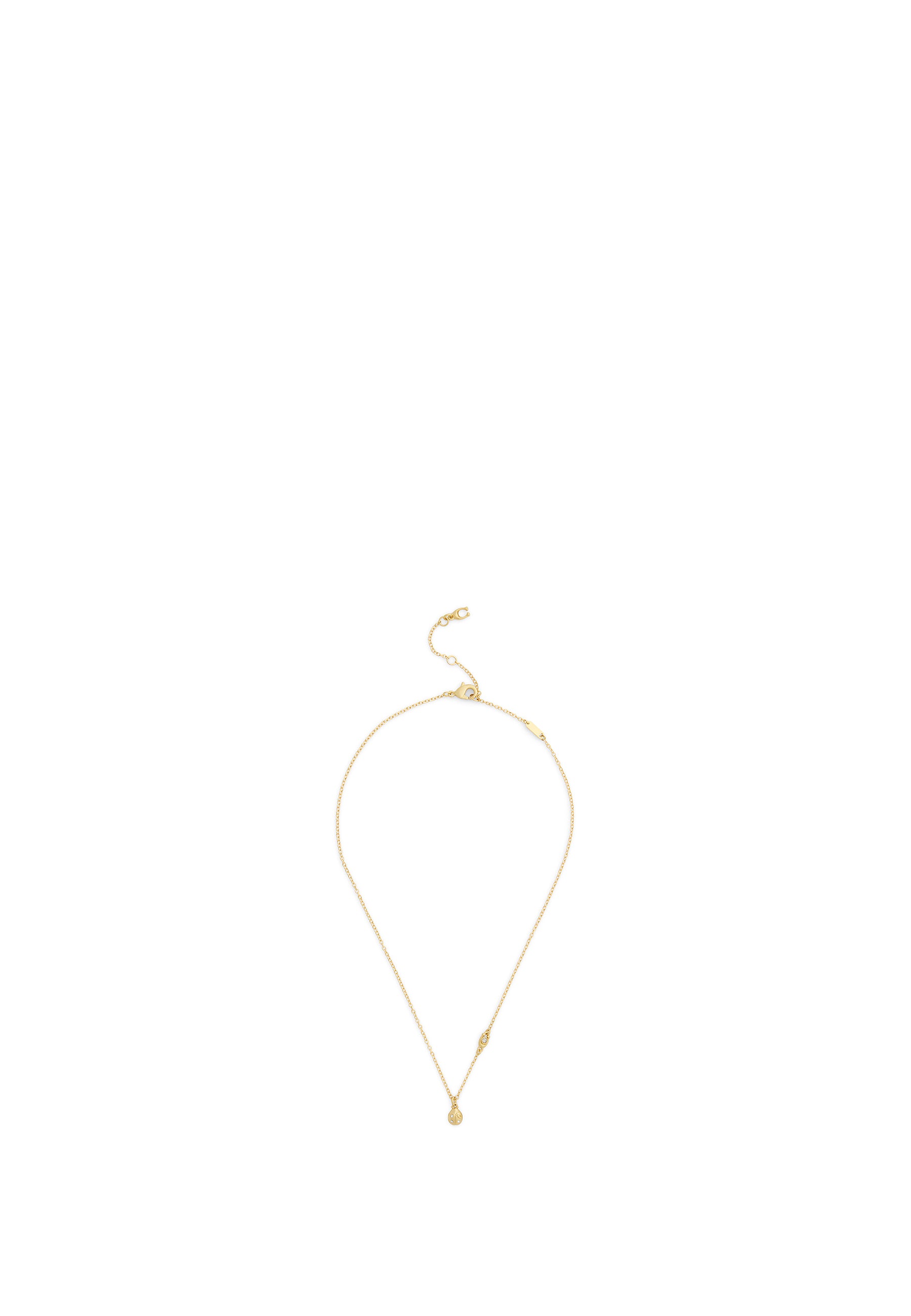 37572248GLD-Mini Ladybug Short Pendant Necklace-Shiny Gold