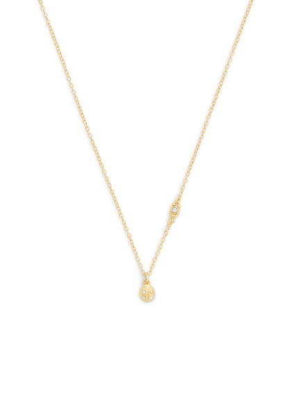 37572248GLD-Mini Ladybug Short Pendant Necklace-Shiny Gold