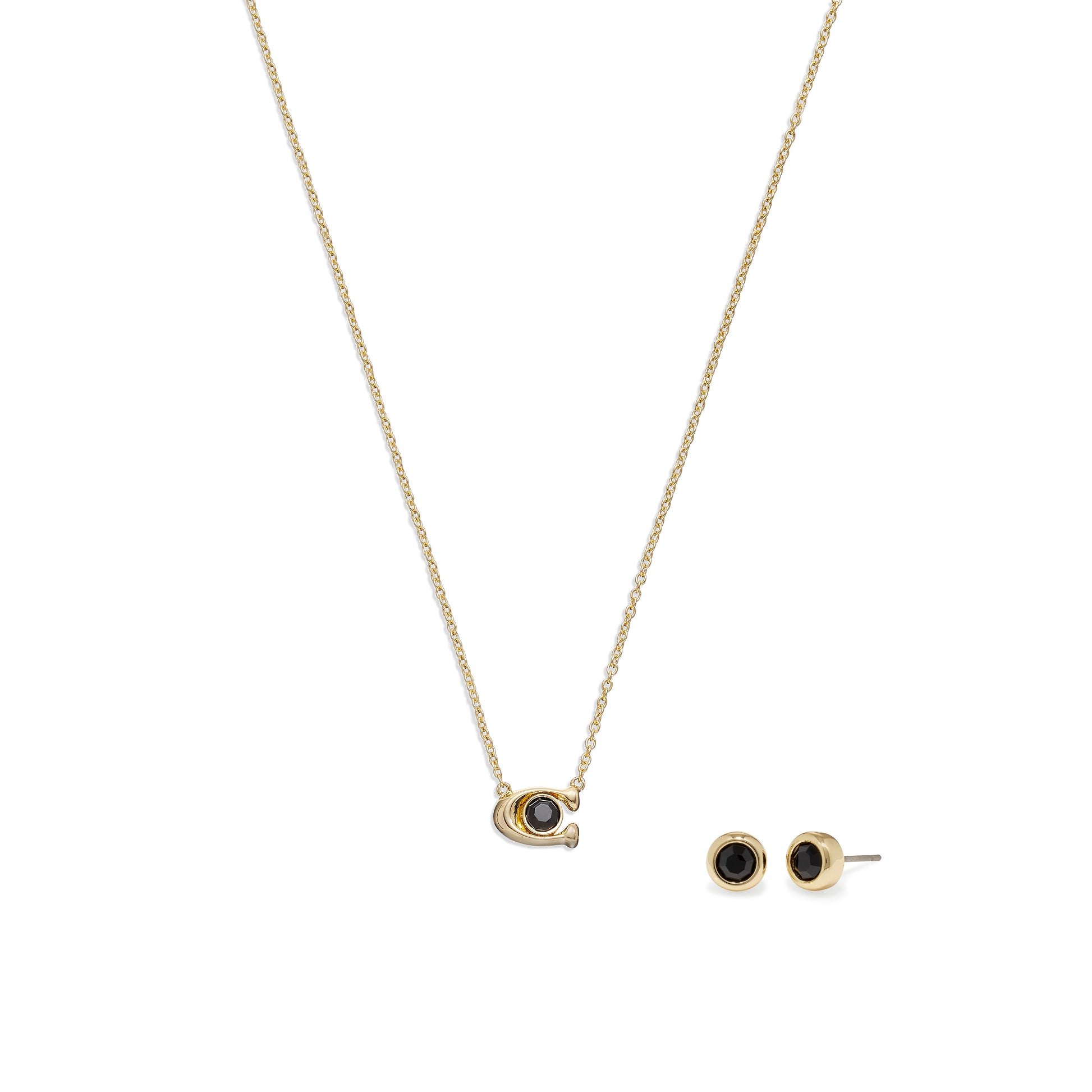 412845GLD-Signature Necklace & Earring Set-Black