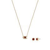 412845GLD-Signature Necklace & Earring Set-Red