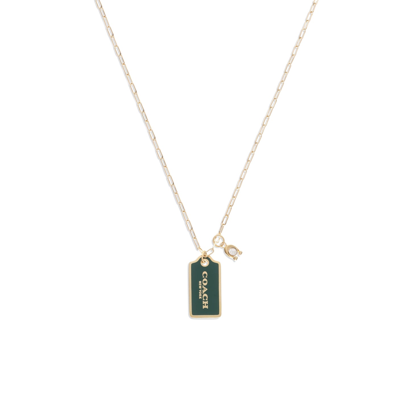 Signature Tag Pendant Necklace-422721GLD-Green