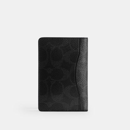 5009-Card Wallet In Signature Canvas-Black Signature