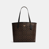 5696-City Tote In Signature Canvas-IM/Brown Black