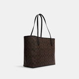 5696-City Tote In Signature Canvas-IM/Brown Black