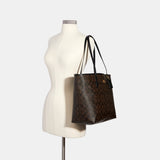 5696-City Tote In Signature Canvas-IM/Brown Black