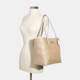 5696-City Tote In Signature Canvas-IM/Light Khaki Chalk