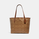 5696-City Tote In Signature Canvas-IM/Khaki Saddle 2