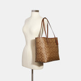 5696-City Tote In Signature Canvas-IM/Khaki Saddle 2