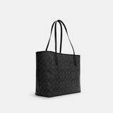 5696-City Tote In Signature Canvas-SV/Graphite/Black