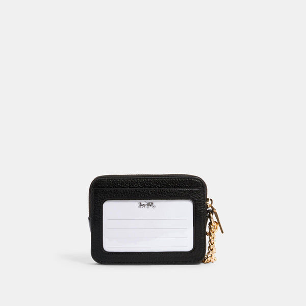 Refined Pebbled Leather Zip Card Case