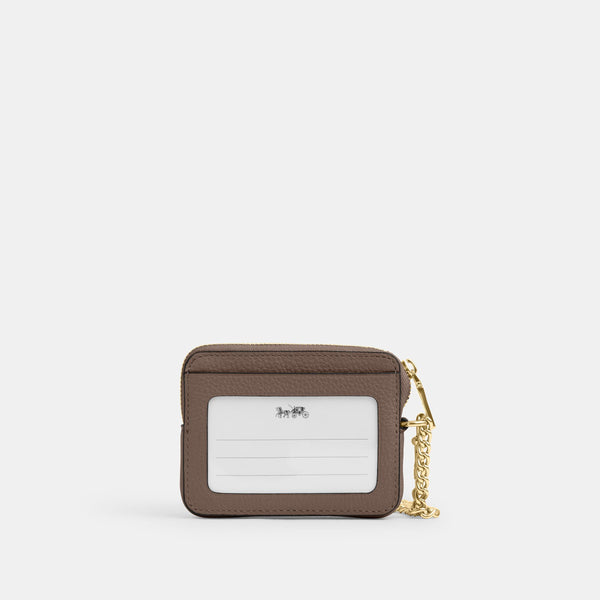 Refined Pebbled Leather Zip Card Case