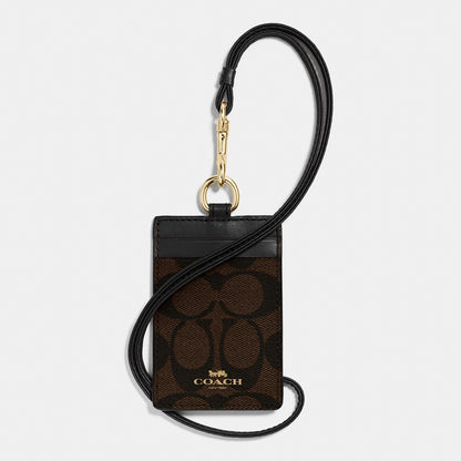 63274-Id Lanyard In Signature Canvas-Im/Brown Black