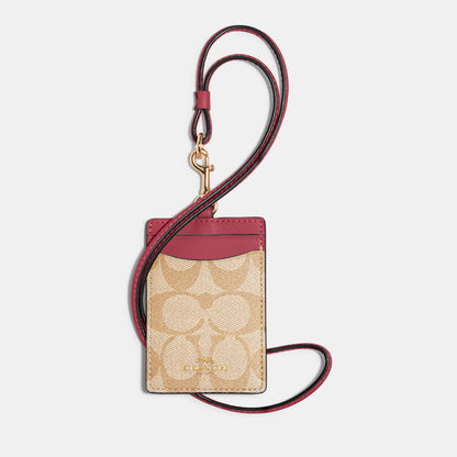 63274-Id Lanyard In Signature Canvas-Im/Light Khaki Rouge
