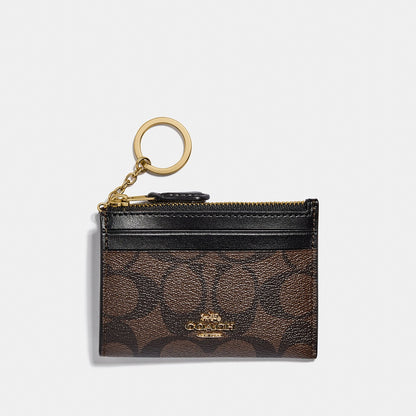 88208-Mini Skinny Id Case In Signature Canvas-Im/Brown Black