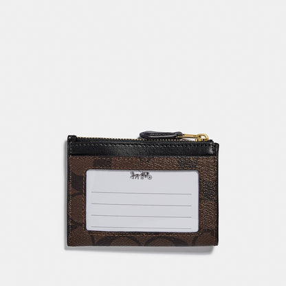 88208-Mini Skinny Id Case In Signature Canvas-Im/Brown Black