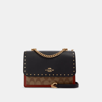 90400-Klare Crossbody In Signature Canvas With Rivets-IM/Khaki Multi