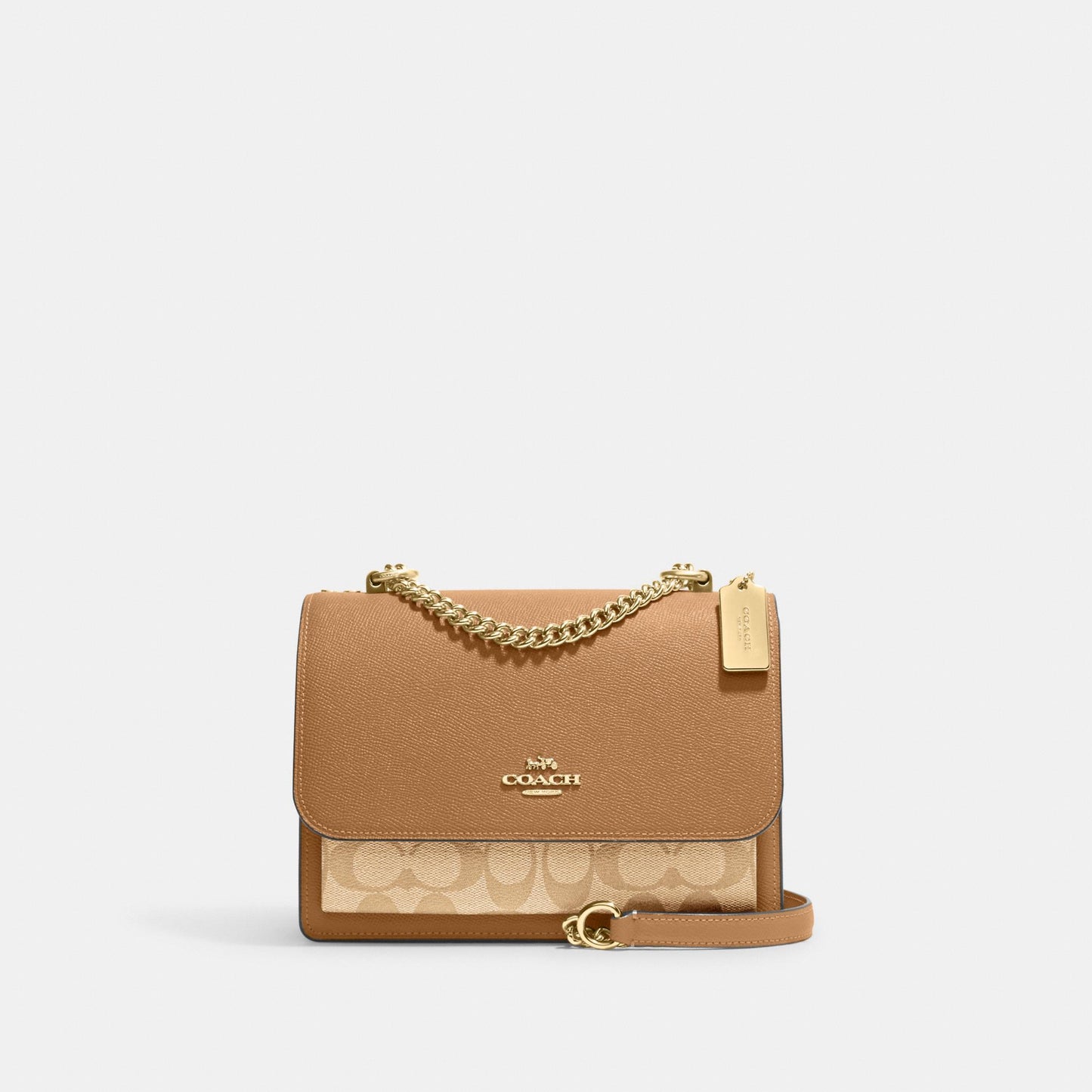 91019-Klare Crossbody In Signature Canvas-Im/Lt Khaki/Lt Saddle