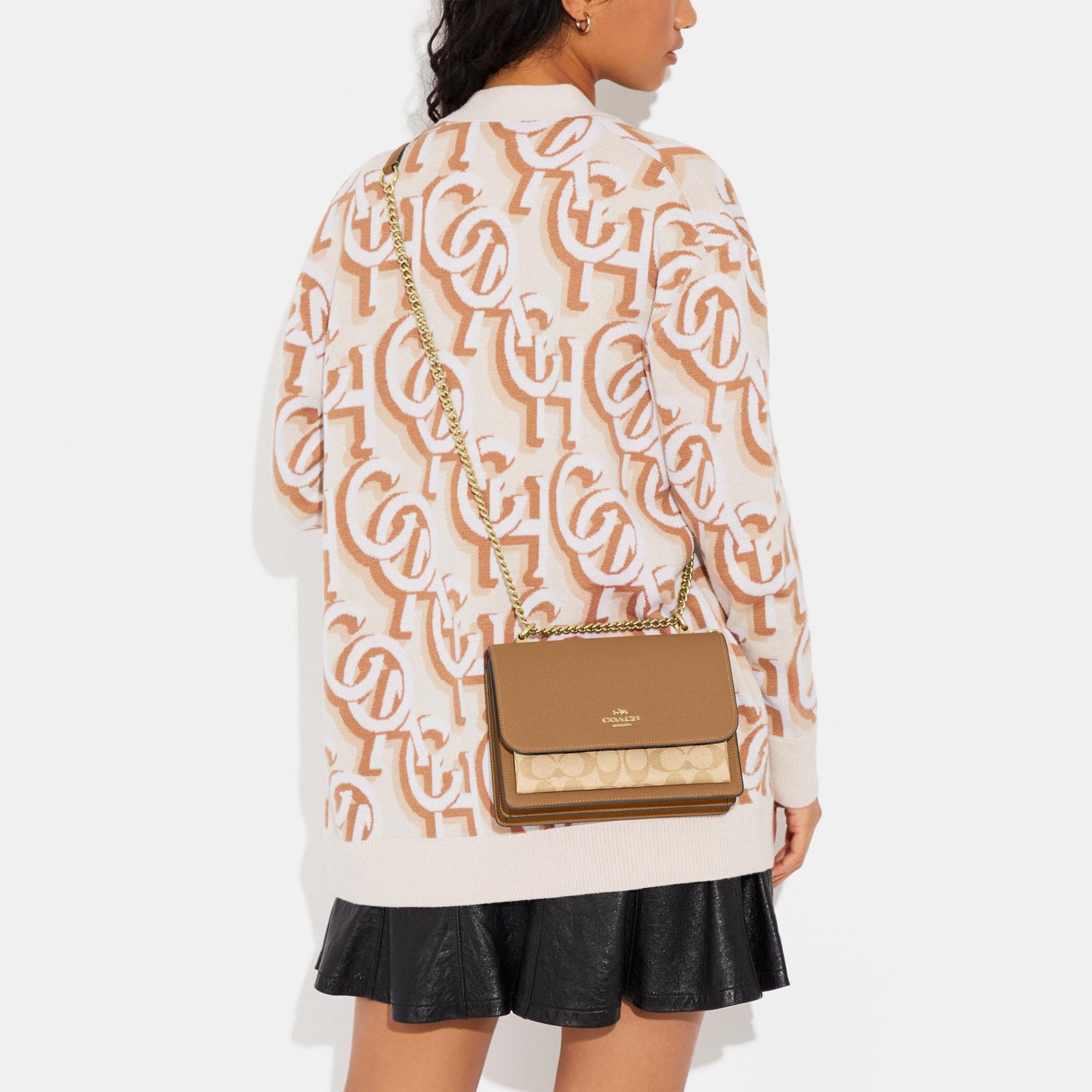 91019-Klare Crossbody In Signature Canvas-Im/Lt Khaki/Lt Saddle